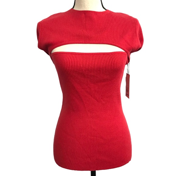W by Worth Tops - W by Worth Red Peek a Boo Cap Sleeve Top